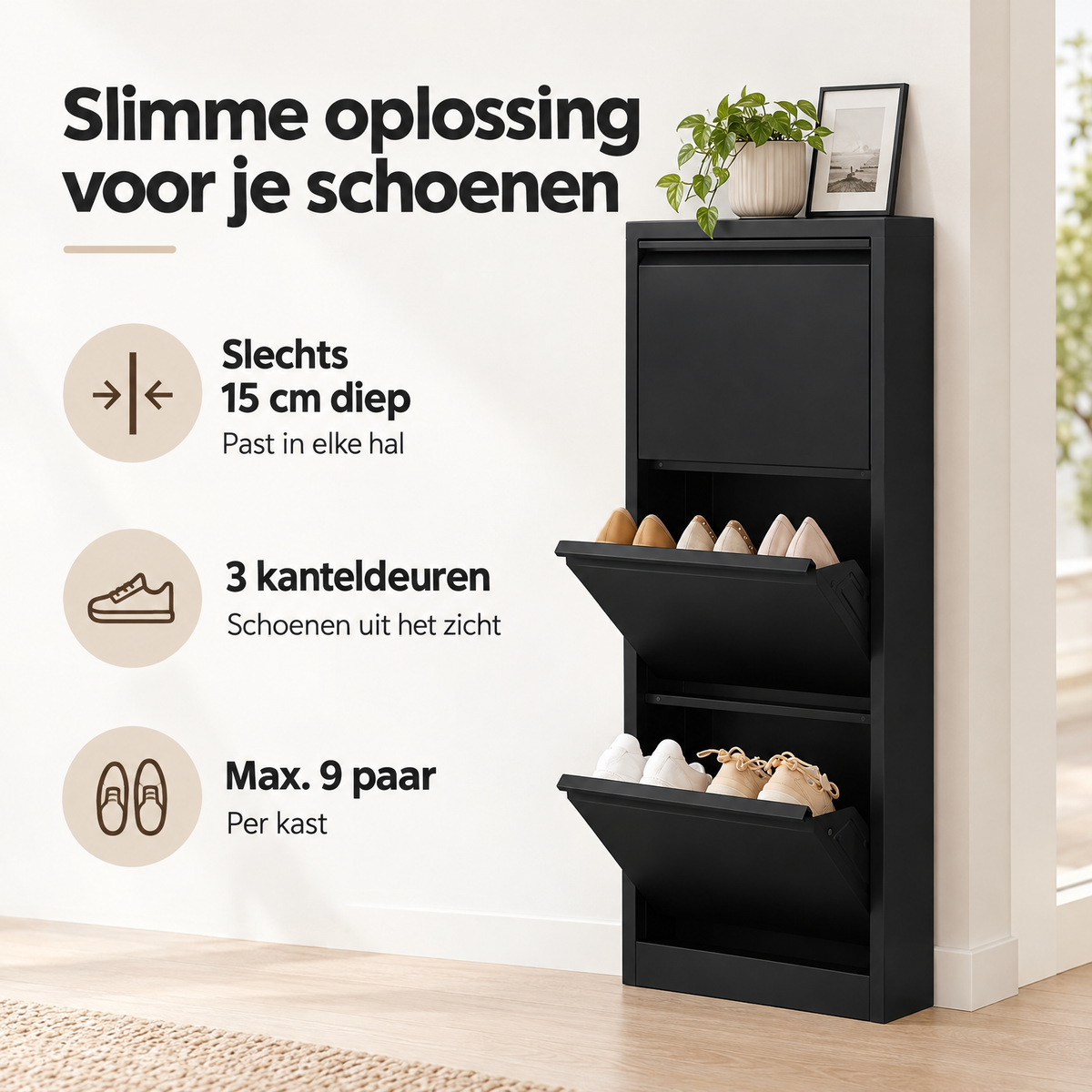 Belangrijkste voordelen en eigenschappen van smalle schoenenkast