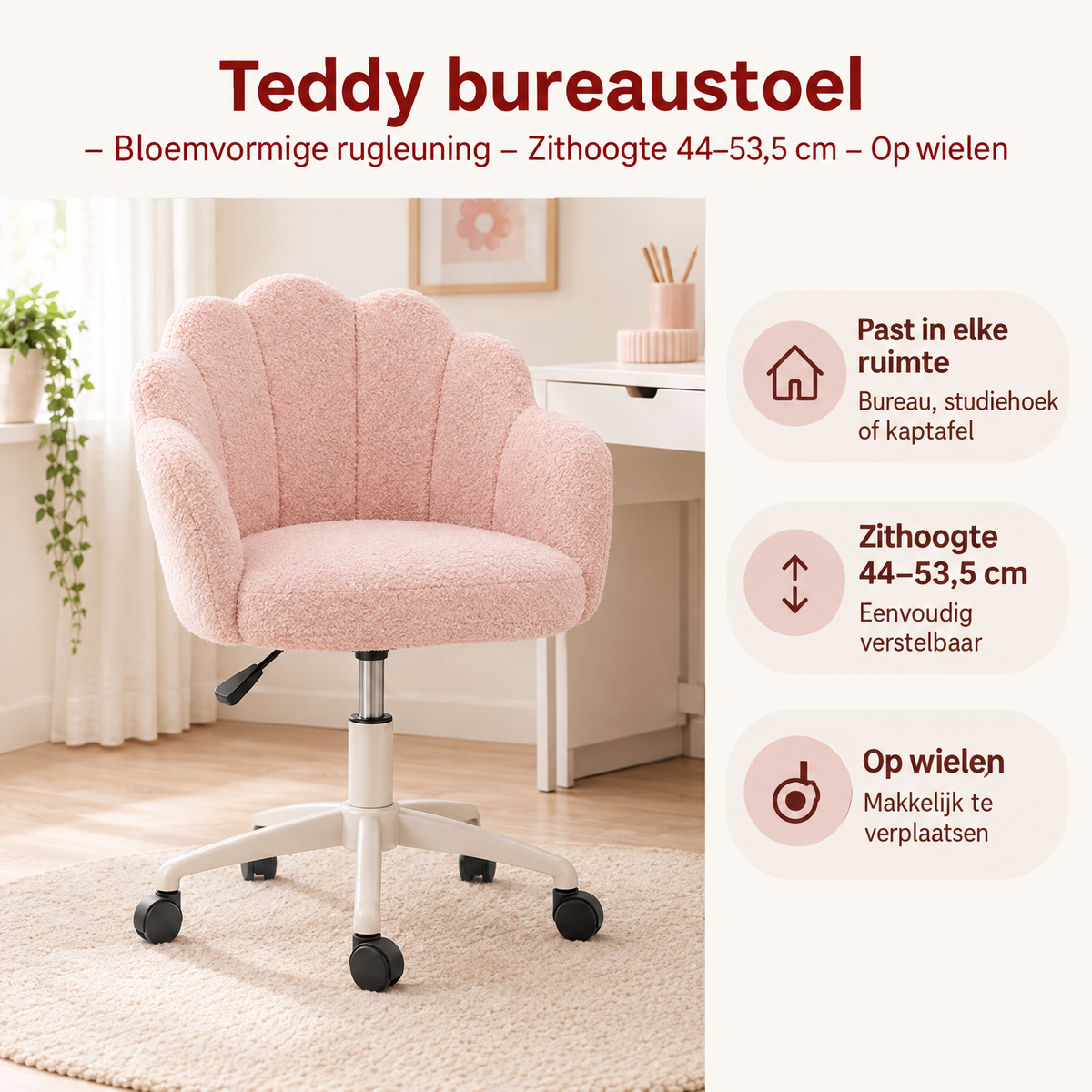Praktische toepassing en keuzehulp voor teddy bureaustoel