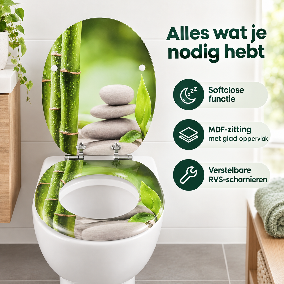 Praktische toepassing en keuzehulp voor toiletbril met softclose