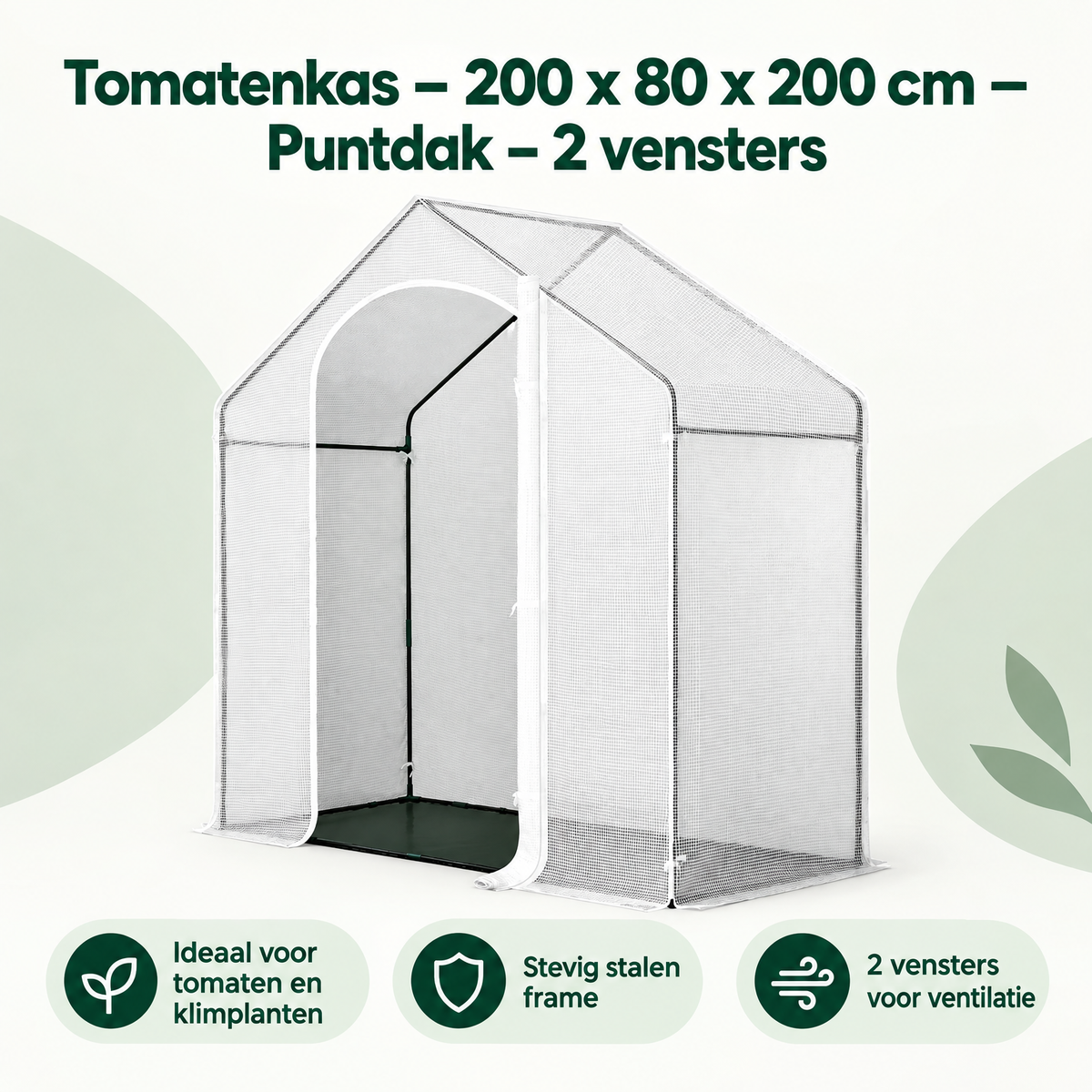 Overzicht van tomatenkas met de belangrijkste productvoordelen