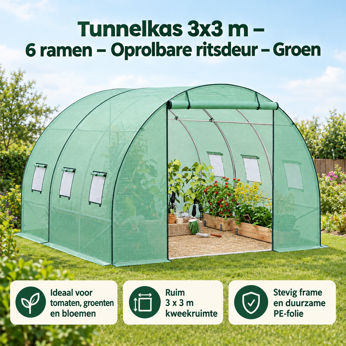 Praktische toepassing en keuzehulp voor tunnelkas 3x3