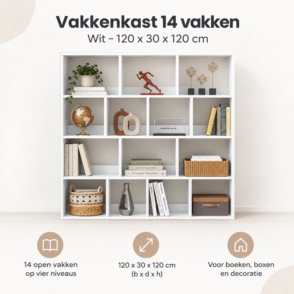 Belangrijkste voordelen en eigenschappen van vakkenkast 14 vakken