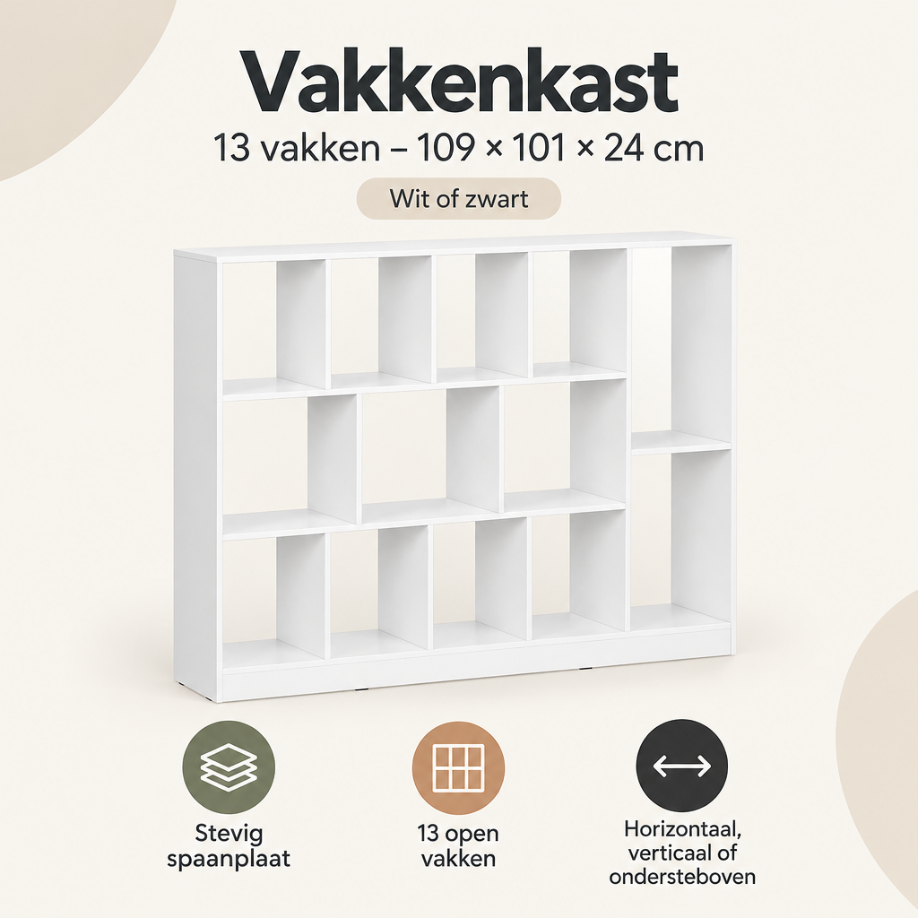 Overzicht van vakkenkast met de belangrijkste productvoordelen