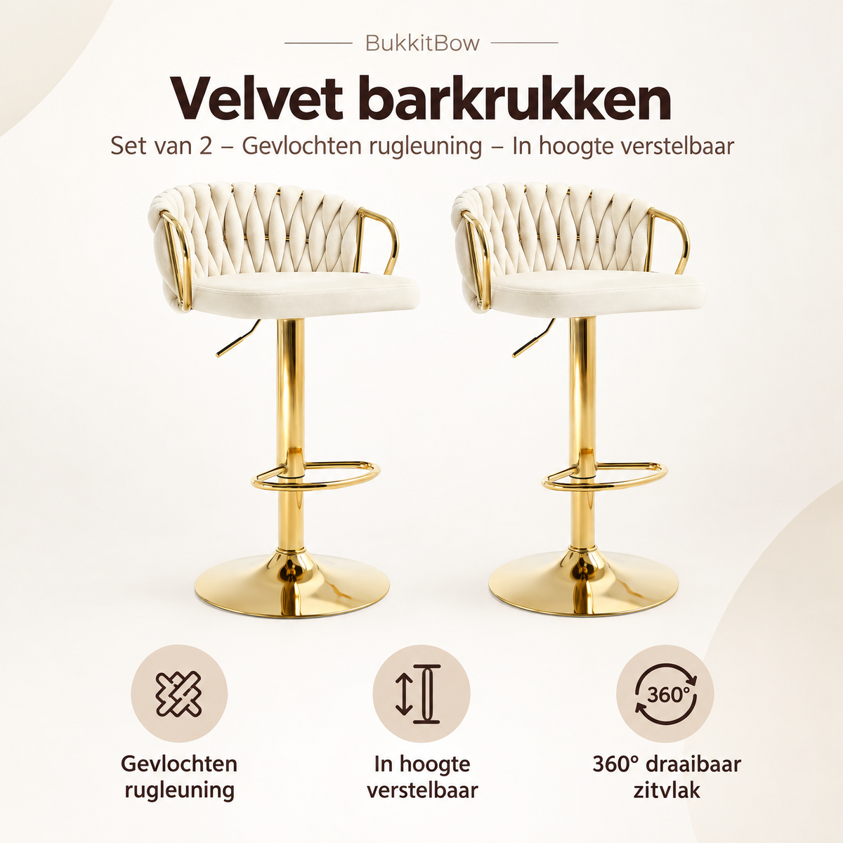Overzicht van velvet barkrukken met de belangrijkste productvoordelen