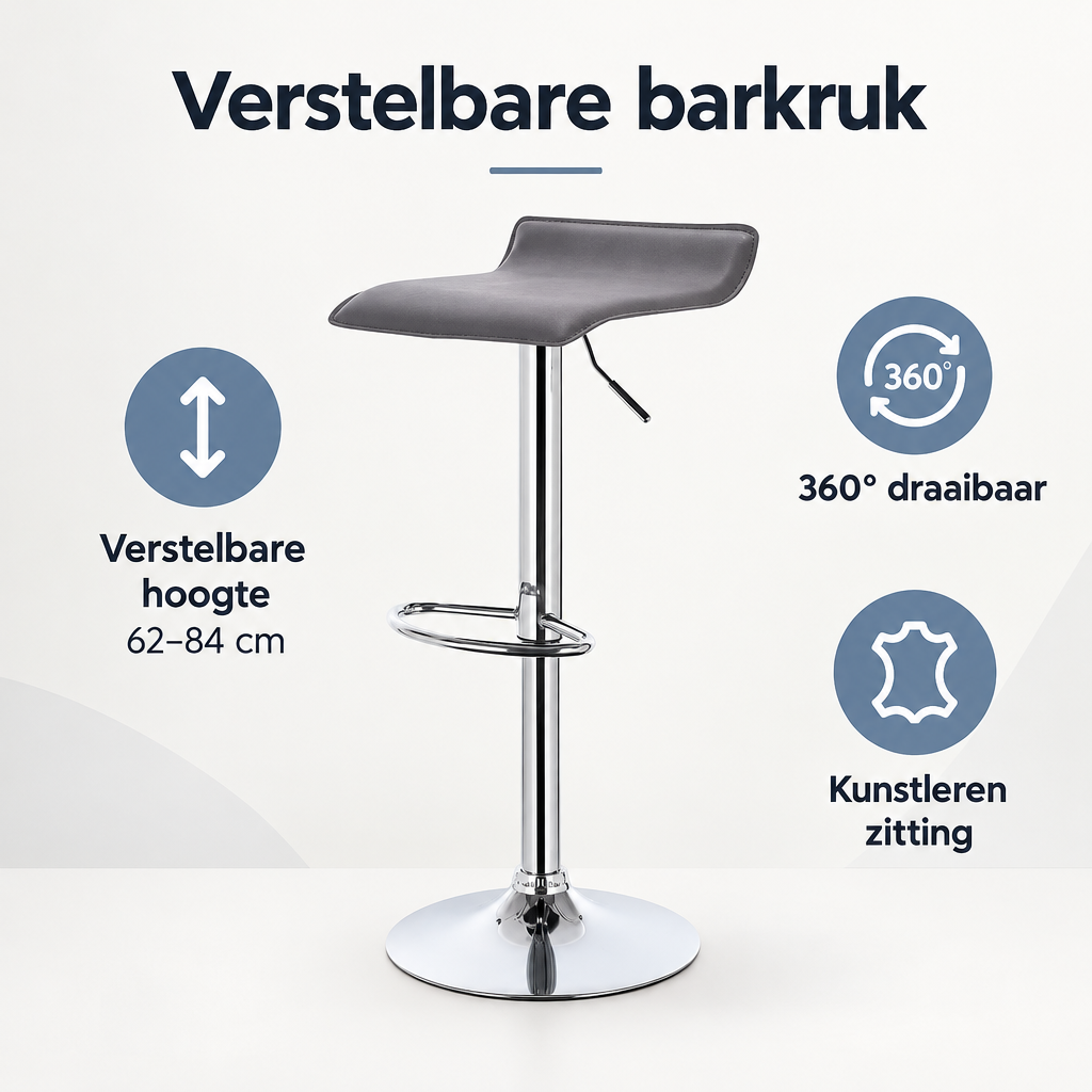 Overzicht van verstelbare barkruk met de belangrijkste productvoordelen