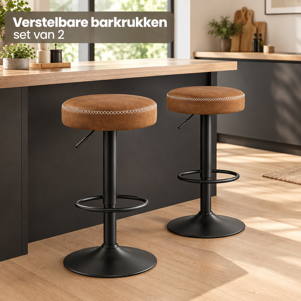 verstelbare barkrukken set van 2 in gebruik in een passende praktijksituatie