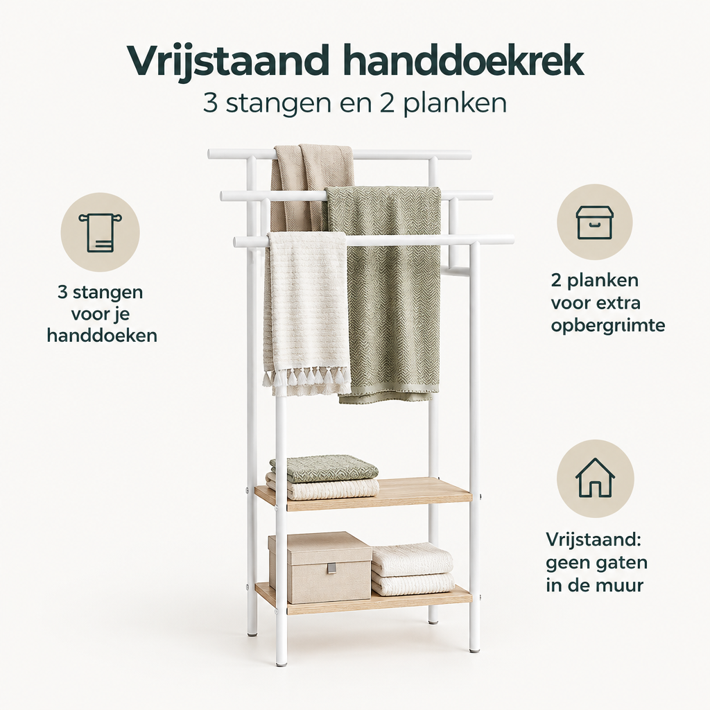 Belangrijkste voordelen en eigenschappen van vrijstaand handdoekrek