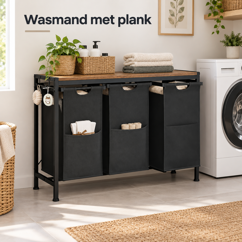 wasmand met plank in gebruik in een passende praktijksituatie
