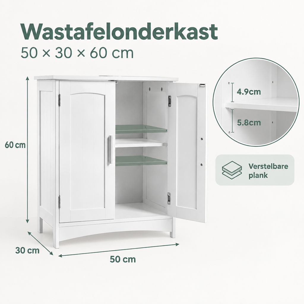 Afmetingen en productspecificaties van wastafelonderkast