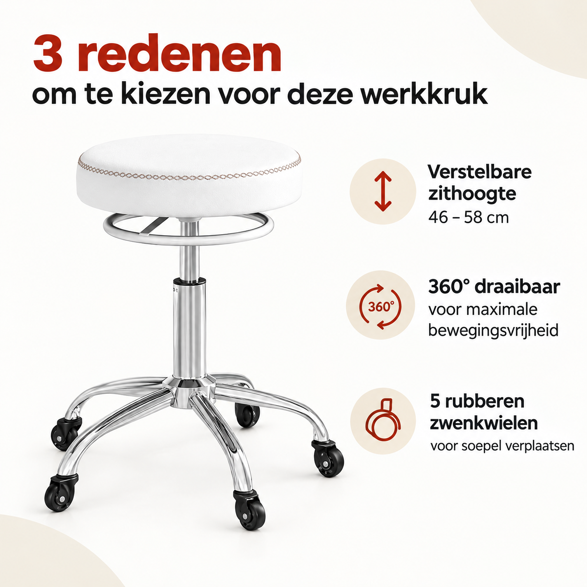 Belangrijkste voordelen en eigenschappen van werkkruk op wielen