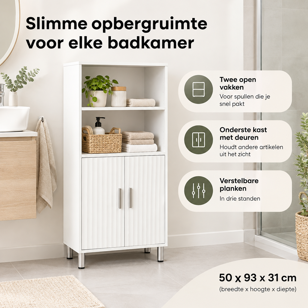 Praktische toepassing en keuzehulp voor witte badkamerkast