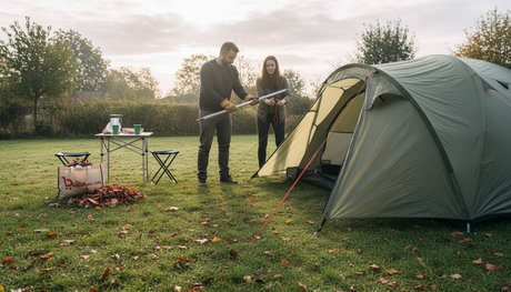 Tijdens het tuinfeest hebben we een stevige, winddichte tent opgezet.