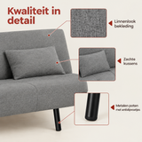 Detail van materiaal en afwerking van 2-zits slaapbank