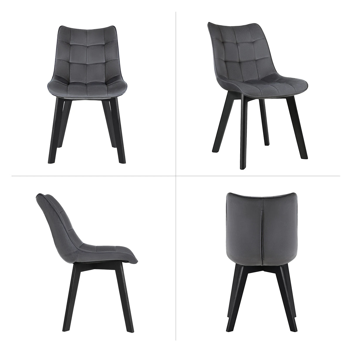 EUGAD 2PCS/SET Soft Velvet Dining Chairs with Backrest and Wooden Legs Upholstered Kitchen Chairs for Restaurant Living Room Bedroom Home