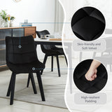EUGAD 2PCS/SET Soft Velvet Dining Chairs with Backrest and Wooden Legs Upholstered Kitchen Chairs for Restaurant Living Room Bedroom Home