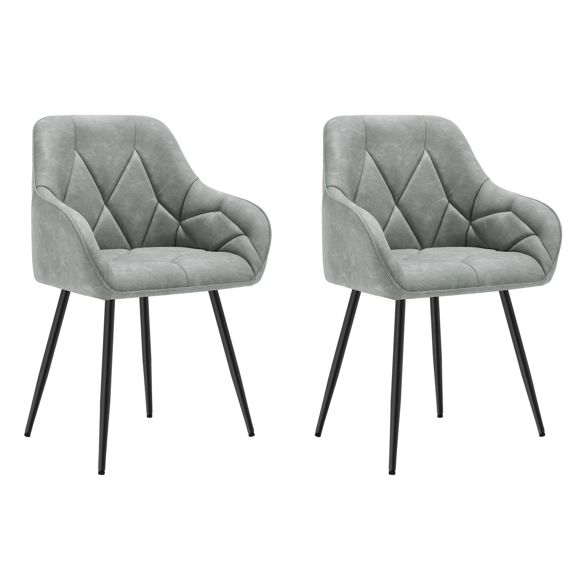 Eetkamerstoelen met armleuningen – Set van 2 – Metalen poten – Zithoogte 50,5 cm
