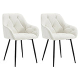 Eetkamerstoelen met armleuningen – Set van 2 – Metalen poten – Zithoogte 50,5 cm