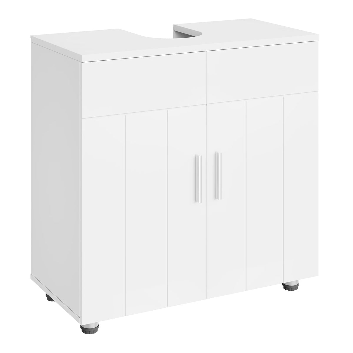 EUGAD White Bathroom Cabinet Under Sink 60x60x30cm Storage Cupboard with 2 Doors Shelves Vanity Unit with Adjustable Divider