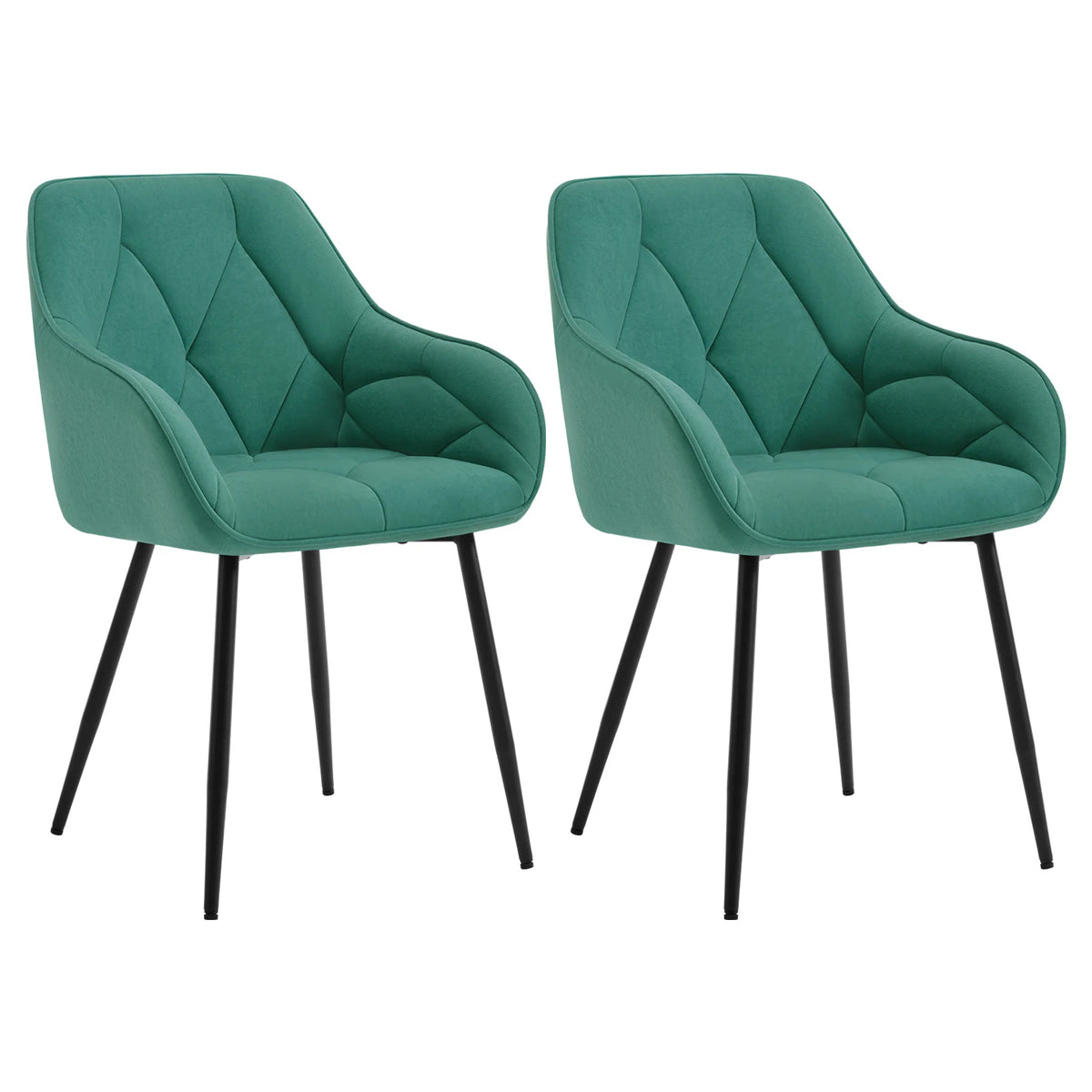 Eetkamerstoelen met armleuningen – Set van 2 – Metalen poten – Zithoogte 50,5 cm