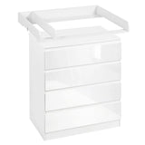 Babycommode met 4 lades – Afneembaar aankleedopzetstuk – 80 cm breed – Wit
