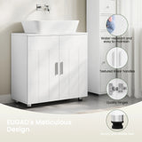 EUGAD White Bathroom Cabinet Under Sink 60x60x30cm Storage Cupboard with 2 Doors Shelves Vanity Unit with Adjustable Divider