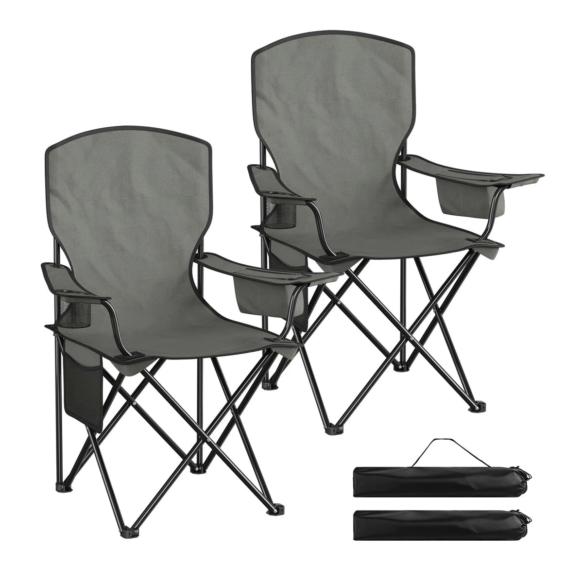 Opvouwbare campingstoelen – Set van 2 – Met bekerhouder en koelvak – Inclusief draagtassen