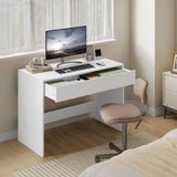 White Computer Table with 1 Drawer Storage 100x50x75cm PC Laptop Table Office Desk Workstation for Living Room Home Office Study