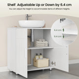 EUGAD White Bathroom Cabinet Under Sink 60x60x30cm Storage Cupboard with 2 Doors Shelves Vanity Unit with Adjustable Divider