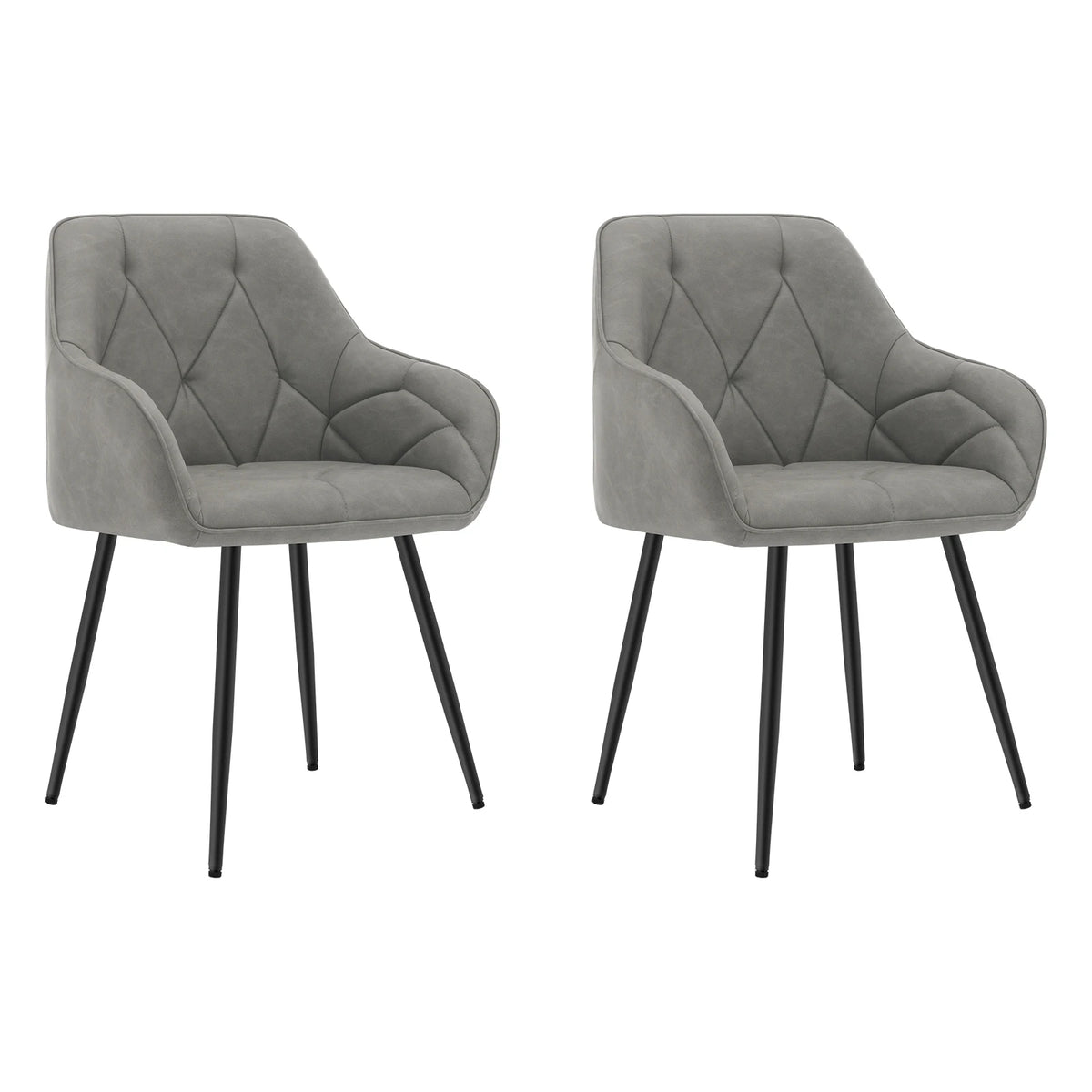 Eetkamerstoelen met armleuningen – Set van 2 – Metalen poten – Zithoogte 50,5 cm