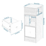 EUGAD 2PCs Bedroom Bedside Table with 2Open Shelves 1Drawer 25x66x30cm Slim Small Storage Cabinet Nightstand Space-Saving Home Decor