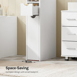 EUGAD White Narrow Bathroom Cabinet with Wheels Space-Saving Storage for Small Spaces 2 Roll-Out Drawers & Anti-Tip Design