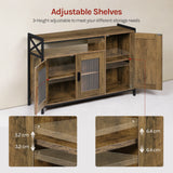 Industrieel BukkitBow dressoir met verstelbare planken, keukenkast met robuuste metalen handgrepen en houten afwerking.