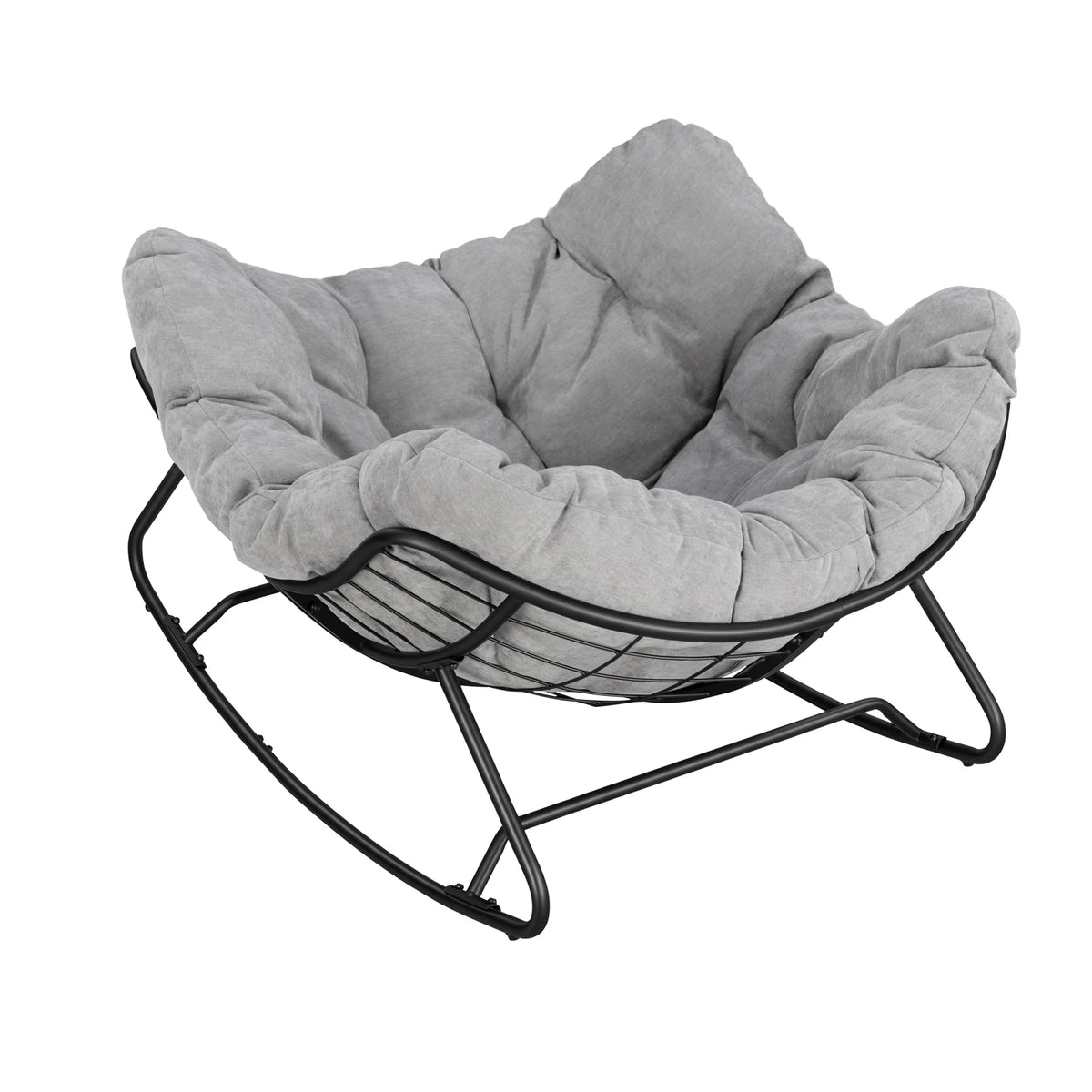 Eivormige schommelstoel – Met kussen – Metalen frame – Tot 150 kg