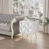 EUGAD 1PC White Bedside Table with 2/3 Drawers 3D Effect Nightstand Storage Cabinet Organizer for Bedroom Living Room Home Decor