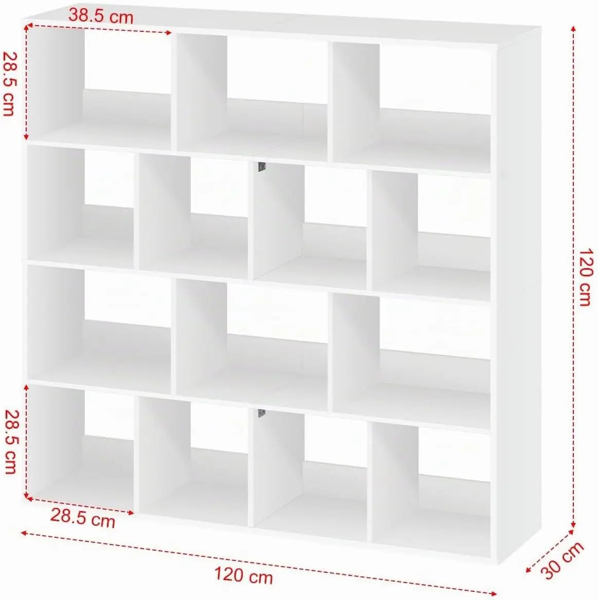 Cube Bookcase Storage Shelf with 14 Compartments Space Saving for Living Room Study Office 120 X 30 X 120 cm