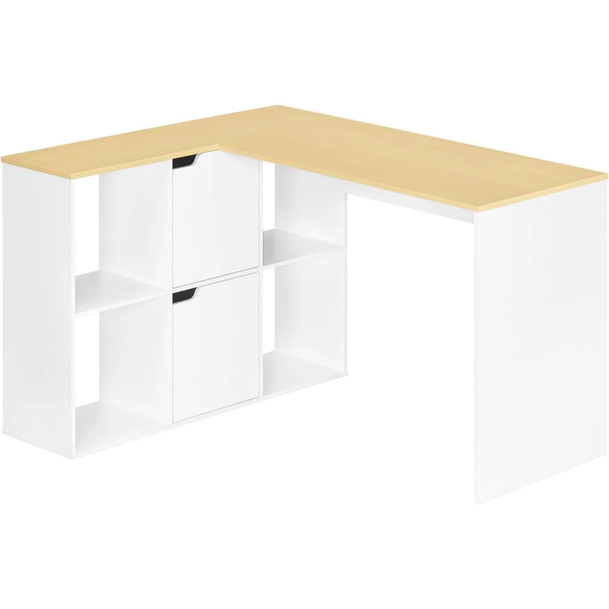 EUGAD L-Shape Computer Office Desk with Shelves Bookcase 118x100x75cm Corner Work Study Writing Table