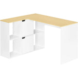 EUGAD L-Shape Computer Office Desk with Shelves Bookcase 118x100x75cm Corner Work Study Writing Table