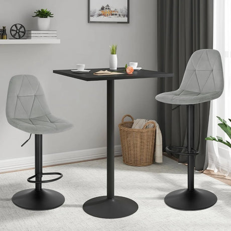 Set van 2 barkrukken van velvet met rugleuning, draaibaar en in hoogte verstelbaar van 60-81 cm, van BukkitBow.