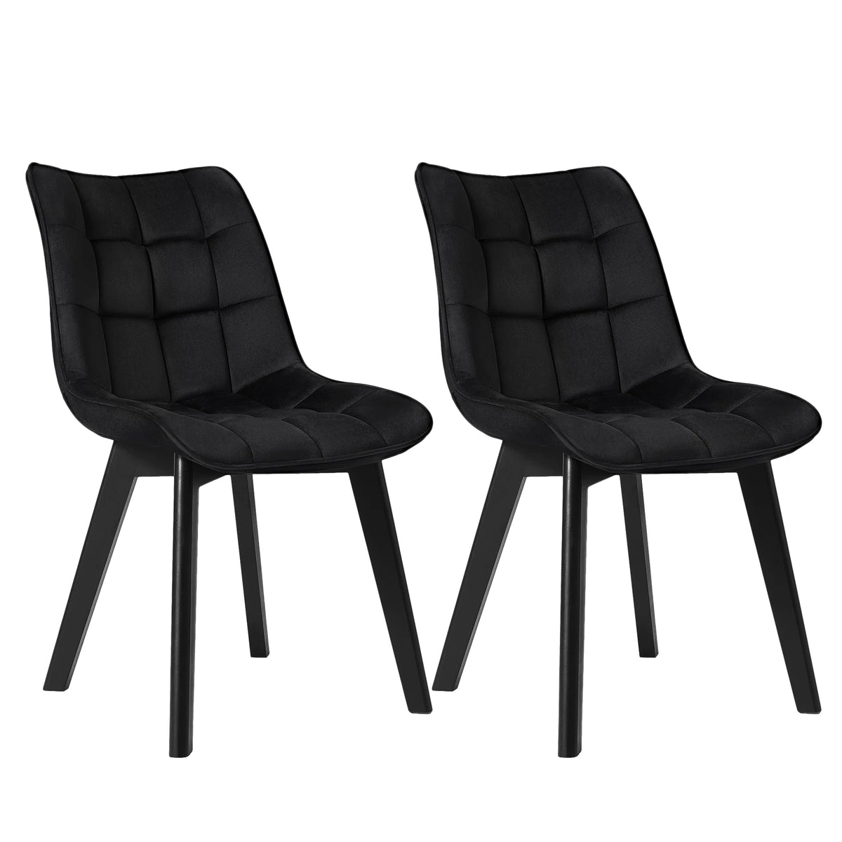 EUGAD 2PCS/SET Soft Velvet Dining Chairs with Backrest and Wooden Legs Upholstered Kitchen Chairs for Restaurant Living Room Bedroom Home