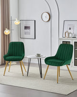 2PCS/SET Velvet Dining Chairs Kitchen Chairs with Low Armrests Backrest Ergonomic for Living Room Bedroom Office Load Capacity 150 kg