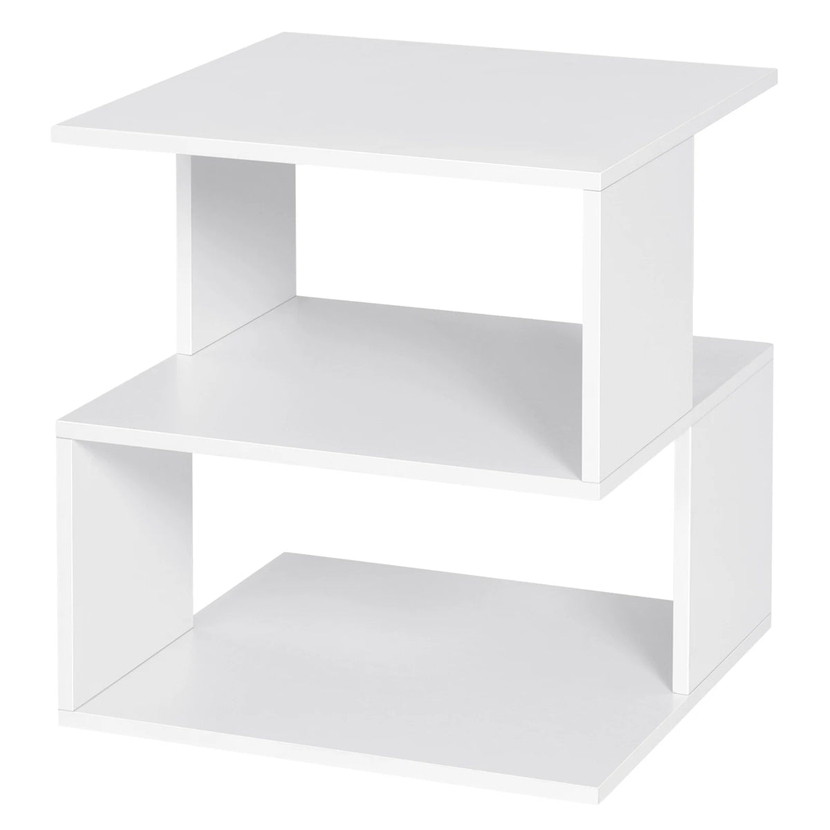 Eugad Nordic Nightstand Bedside Table with 2 Shelves Small Bookshelf Bedside Storage Cabinet Sofa Table for Bedroom Living Room
