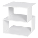 Eugad Nordic Nightstand Bedside Table with 2 Shelves Small Bookshelf Bedside Storage Cabinet Sofa Table for Bedroom Living Room