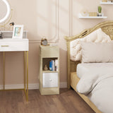 EUGAD 2PCs Bedroom Bedside Table with 2Open Shelves 1Drawer 25x66x30cm Slim Small Storage Cabinet Nightstand Space-Saving Home Decor