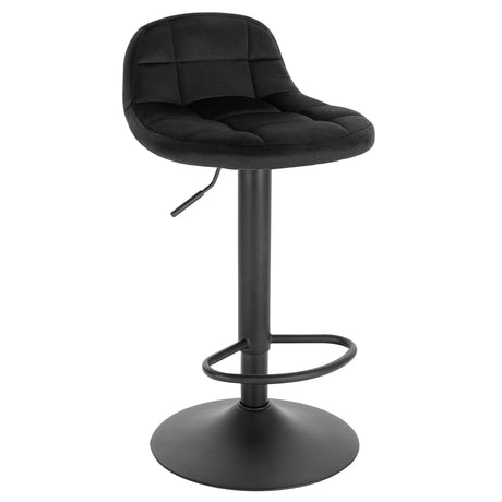 Verstelbare barkruk met fluwelen zitting en rugleuning, zithoogte 62-83 cm, BukkitBow, modern en comfortabel design