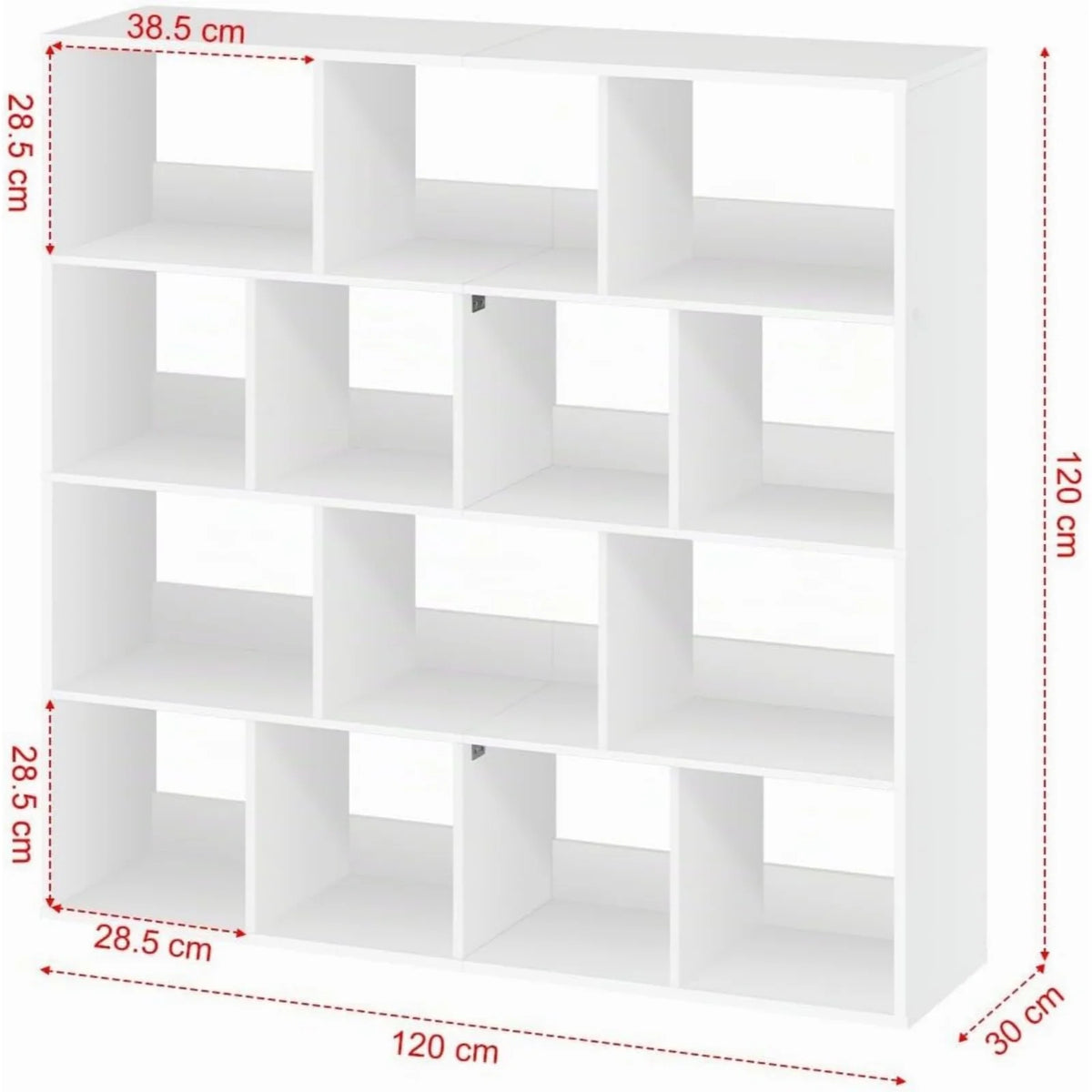 Cube Bookcase Storage Shelf with 14 Compartments Space Saving for Living Room Study Office 120 X 30 X 120 cm