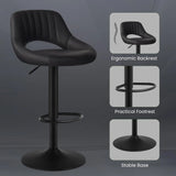 Eugad 2PCs/SET Height-Adjustable Faux Leather Bar Stools with Backrest 360° Rotatable Swivel Lifting Kitchen Bistro Stool Home Decor