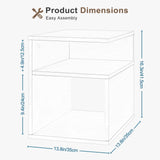 EUGAD 2PCS/SET White Bedside Tables Nightstand with 2 Open Compartments Space-Saving for Bedroom Living Room