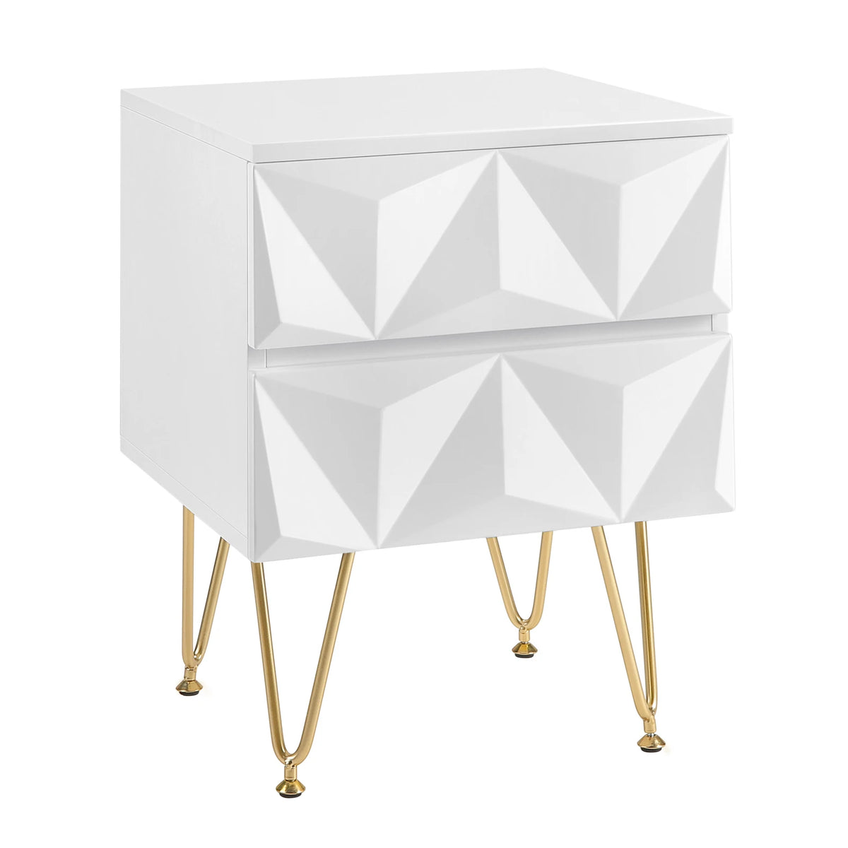 EUGAD 1PC White Bedside Table with 2/3 Drawers 3D Effect Nightstand Storage Cabinet Organizer for Bedroom Living Room Home Decor