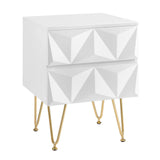 EUGAD 1PC White Bedside Table with 2/3 Drawers 3D Effect Nightstand Storage Cabinet Organizer for Bedroom Living Room Home Decor