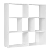 White Bookcase with 7 Compartments Office Cube Storage Shelf 100x100x30cm Room Divider for Living Room Bedroom